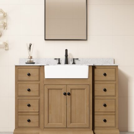 S24C0648AF-C - 48 inch Bathroom vanity Weather fir color - Italian Carrera marble top